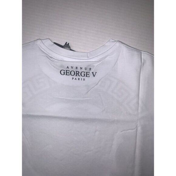 AVENUE GEORGE V Paris Men's‎ White Graphic T-Shirt With Black Panther Rhinestone - Picture 14 of 14
